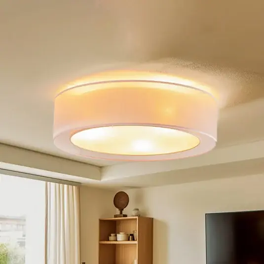 Biztonságos vásárlás Euluna Tibu mennyezeti lámpa, textil, Ø50cm, cappuccino