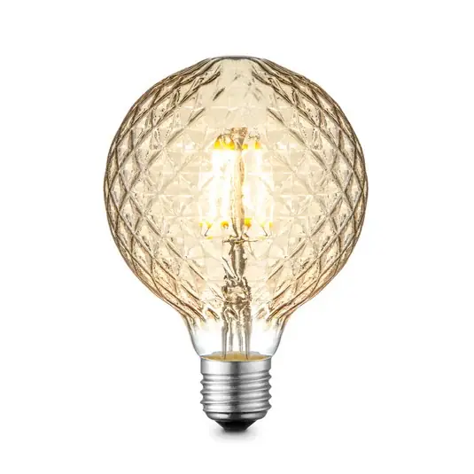 Árcsökkenés Lucande LED izzó E27 G95 4 W 2700 K, dimmelhető, borostyánszínű