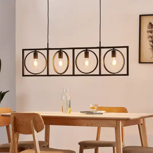 Lindby függőlámpa Mateja, fekete, fém, 112 cm, 4 lámpás. Kedvezményes ár