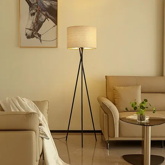 Lindby állólámpa Soula, Ø 40 cm, bézs, műanyag, E27 Árengedmény