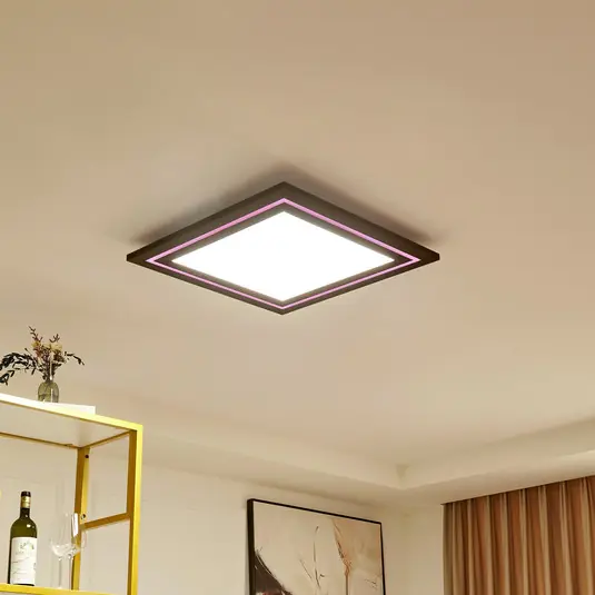 Azonnali szállítás Lucande LED mennyezeti lámpa Leicy, nikkel 60 cm RGB színáramlás