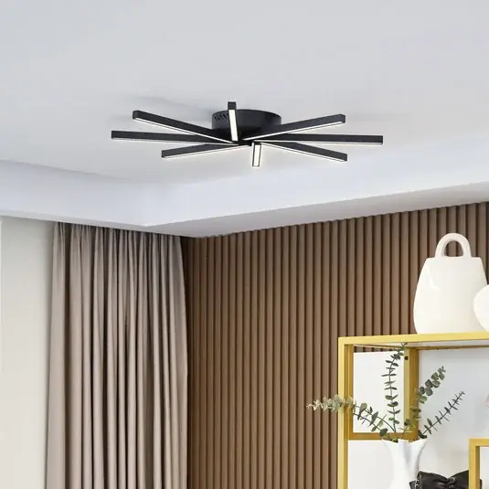 Alacsony ár Lucande LED-es mennyezeti lámpa Tjado, Ø 70 cm, fekete, fém