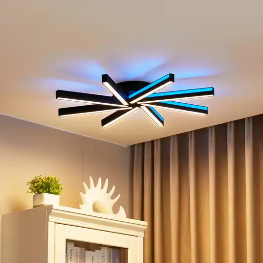 Különleges ajánlat Lucande Smart LED mennyezeti világítás Tjado, Ø70 cm, fekete, RGBW