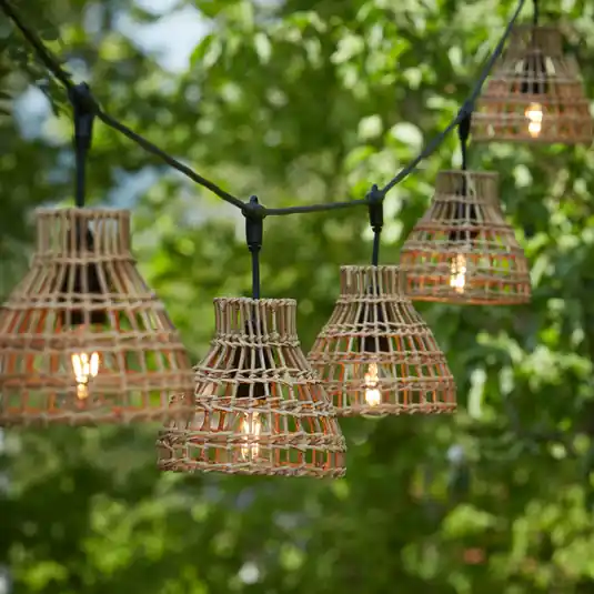 Gyors szállítás PR Home Sarah kültéri lámpa lánc 5 lámpás rattan