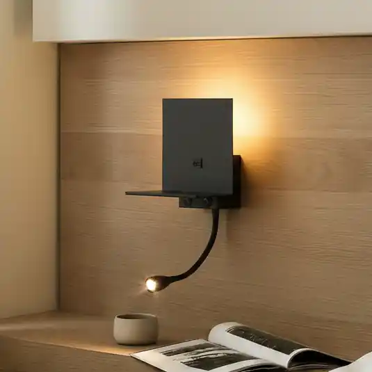 Lindby fali lámpa Thorid, fekete, USB, LED-es olvasólámpa, G9 Expressz szállítás
