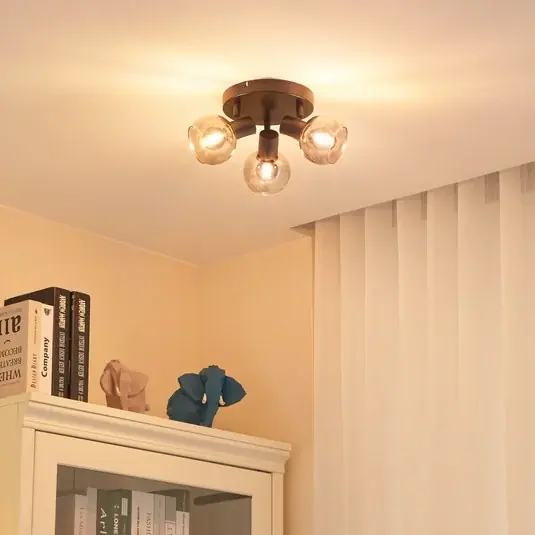 Lindby Hedvig mennyezeti lámpa, kerek, fekete, 3 lámpás. Biztonságos vásárlás