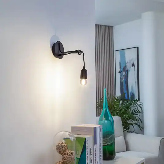 Végkiárusítás Lindby Elira fali lámpa, fekete, fém, Ø 10 cm, E27
