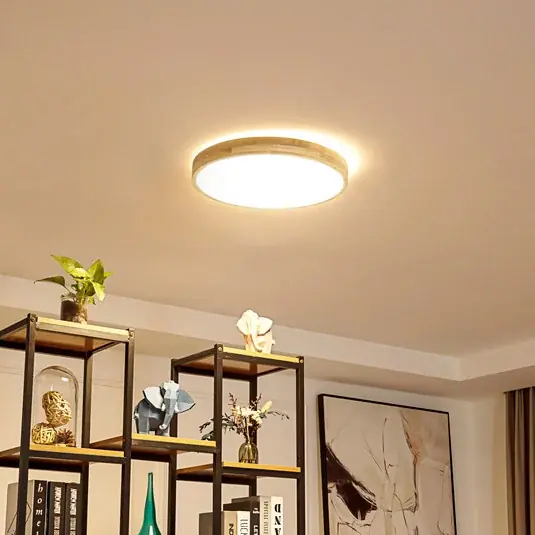 Azonnali szállítás Lindby Smart LED mennyezeti lámpa Innes fa Ø39cm RGB CCT Tuya RGB CCT Tuya