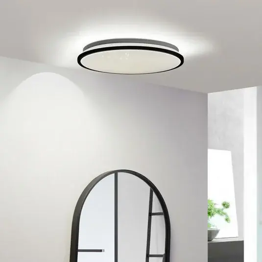 Vásárlói kedvenc Lindby LED mennyezeti lámpa Glane, Ø 38 cm, fekete/fehér, IP44