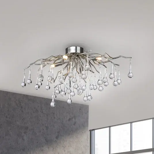 Kedvezmény Paul Neuhaus mennyezeti lámpa Icicle, üveg függőlámpa, 4-lámpás, ezüst