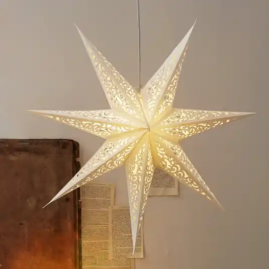 Outlet Csipkepapír csillag világítás nélkül, Ø 80 cm, fehér