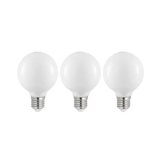 Csak ma LED lámpa E27 8W G80 2,700K, opál, 3 db-os készlet, dimmelhető