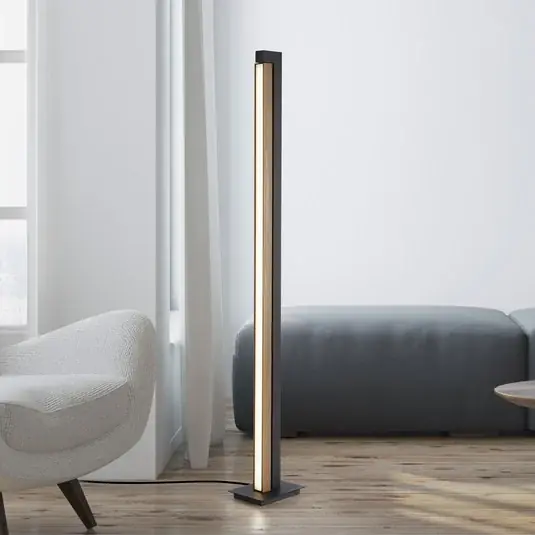 Prémium LED állólámpa PURE Lines, fekete, fa, távirányítóval, 140 cm