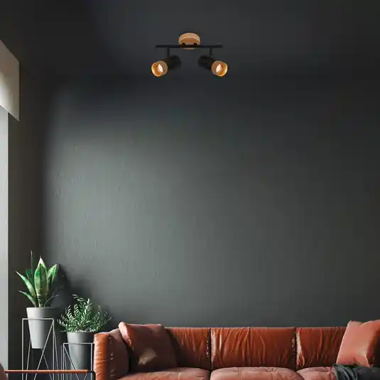 Szuper akció Mennyezeti spot Plek GU10 fekete/fa kétlámpás, fekete/fa