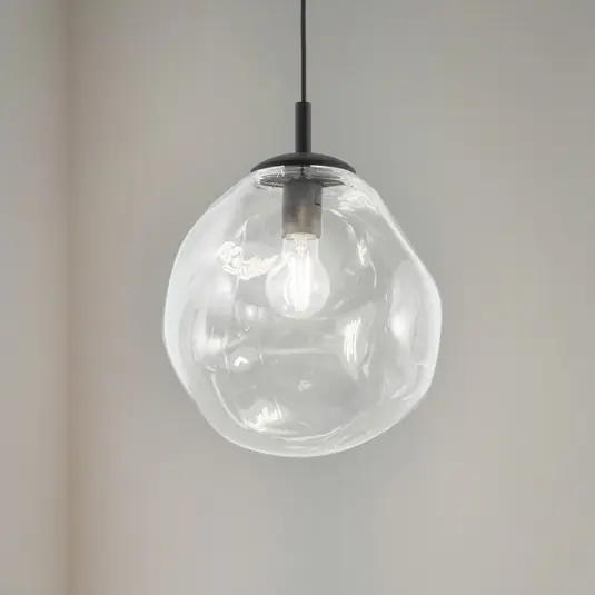 Különleges ajánlat Sol Mini függőlámpa, üveg, Ø 25 cm, fekete/tiszta