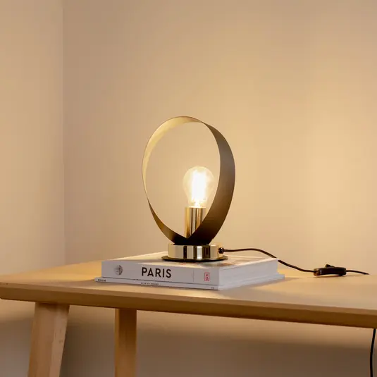 Csak ma Euluna Petla asztali világítás, fekete/arany, fém, Ø 19 cm