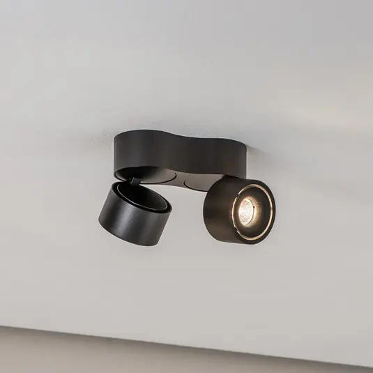 Prémium Arcchio LED mennyezeti spotlámpa Rotari, 1240 lm, 2 izzós, fekete