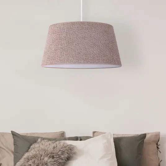 Euluna lógó lámpa Boucle, textil cappuccino, Ø 50 cm, 1 izzó Legkelendőbb