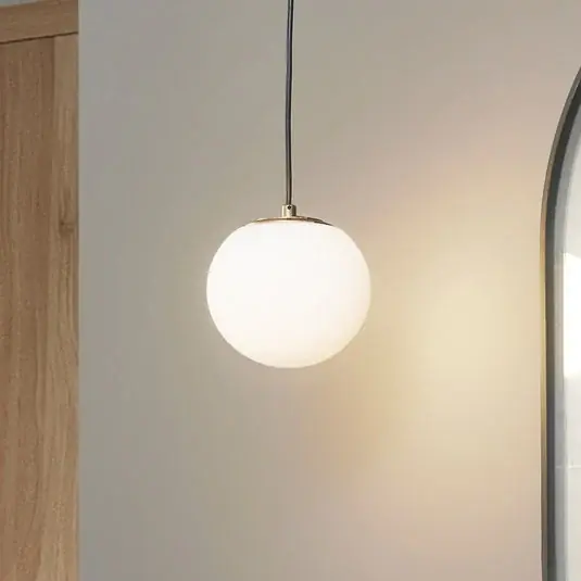Lucande függőlámpa Bidolo, sárgaréz színű, üveg, 15 cm, IP44 Prémium