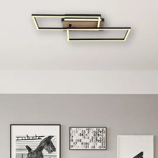 Olcsóbb Colli LED mennyezeti lámpa, szélesség 49 cm, sötét fa, fa