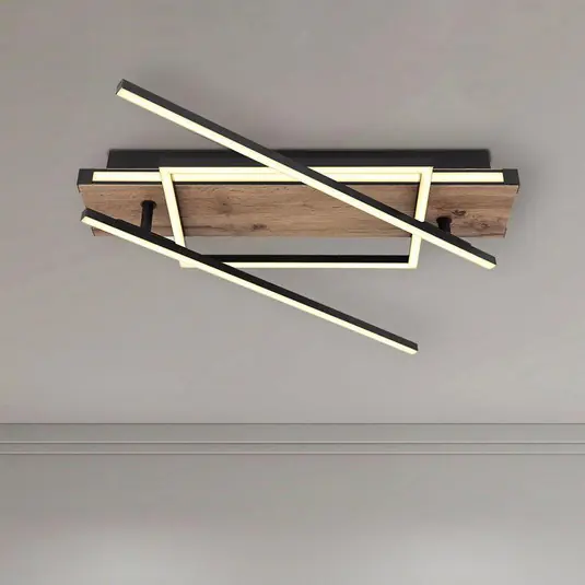 Colli LED mennyezeti lámpa, szélesség 52 cm, sötét fa, fa Azonnali szállítás