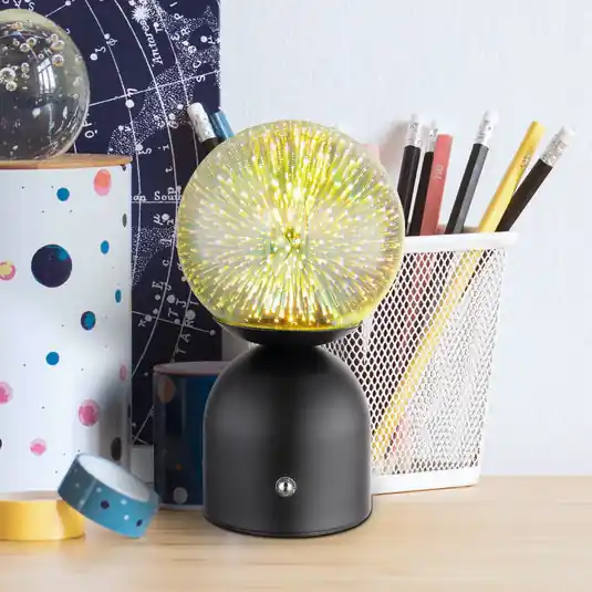 Újdonság Julsy LED-es újratölthető asztali lámpa, fekete, 3D, magasság 21 cm, CCT