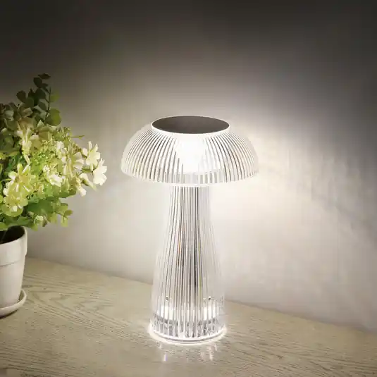 LED-es újratölthető asztali lámpa Gixi, ezüstszínű, magasság 25 cm, CCT Gyors szállítás