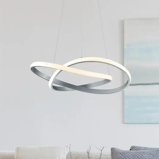 Kedvezményes ár LED-es függőlámpa Course, matt nikkel, 3000 K, Ø 60 cm, fém