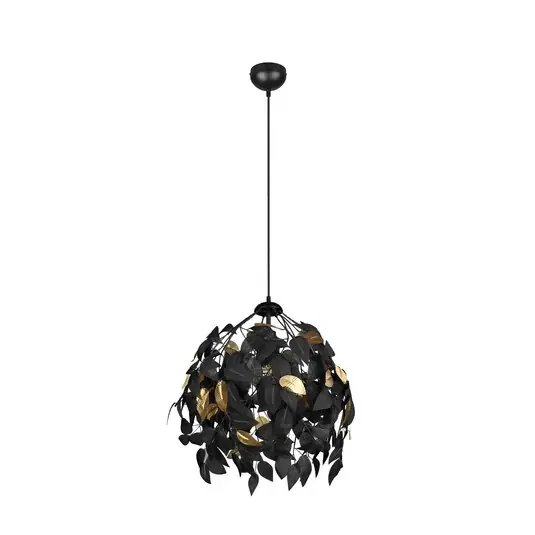 Azonnal elérhető Leavy függesztéklámpa, fekete/arany, Ø 38 cm, műanyag