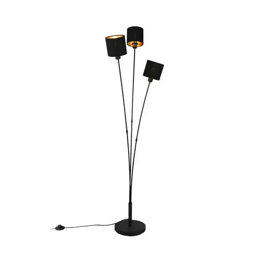 Tommy állólámpa, fekete/arany, magasság 150 cm, 3 lámpás szövet Legkelendőbb