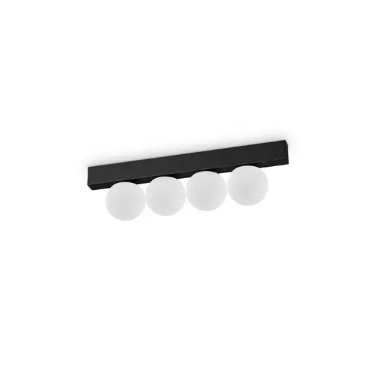 Ideal Lux LED mennyezeti lámpa Ping Pong fekete 4 lámpás, opálüveggel Akciós ár