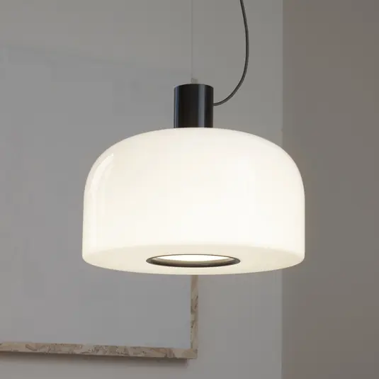 FLOS Bellhop Glass S2 függőlámpa, csokoládébarna, Ø 45 cm Utolsó esély