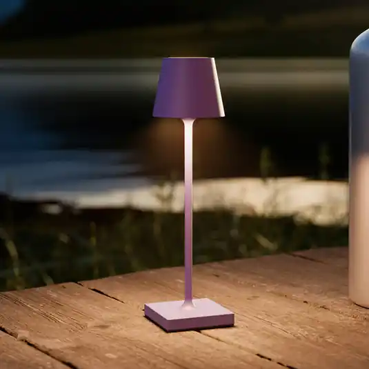 Biztonságos fizetés LED tölthető asztali világítás Nuindie pocket, lila, IP54, dimmelhető