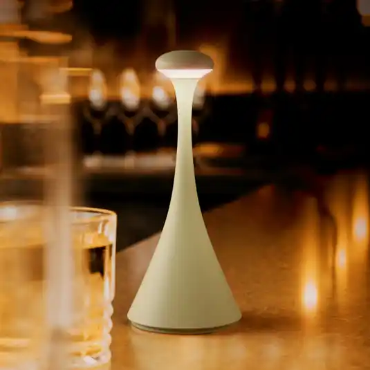 LED-es újratölthető asztali lámpa Nudrop mini, zsályazöld, IP54, Vásárlói kedvenc