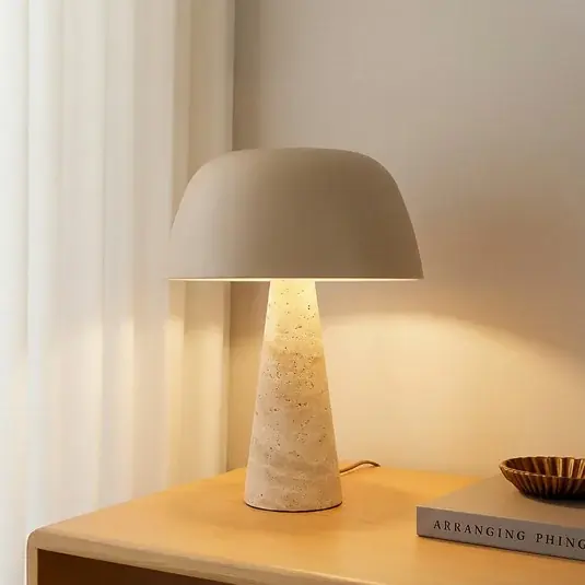 Lindby Magritt asztali világítás, bézs, fém, kő, 41 cm Szezonális akció