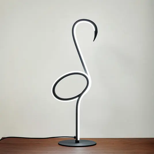 Lindby Pajaro LED-es asztali lámpa, 49cm, fekete, alumínium, flamingó, flamingó Különleges ajánlat