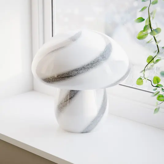 By Rydéns Mira Mushroom asztali lámpa, fekete/fehér, üveg Korlátozott ajánlat