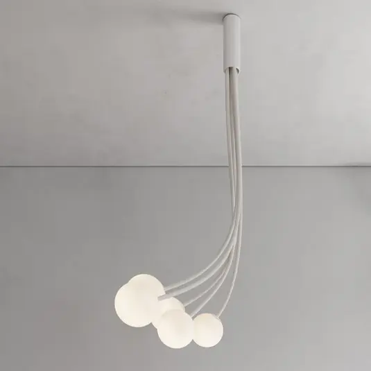 Karman mennyezeti lámpa Moony, fehér, 5 lámpás, magasság 150 cm, üveg Vedd meg online