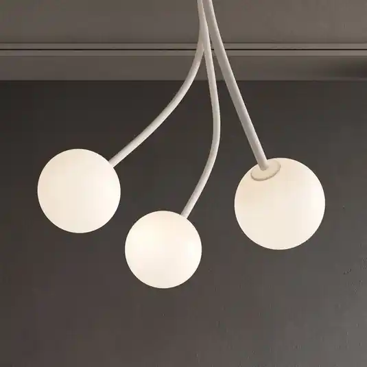 Bestseller Karman mennyezeti lámpa Moony, fehér, 3-as lámpa, magasság 150 cm, üveg