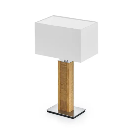 Szuper ajánlat HerzBlut asztali lámpa Karl K, szögletes, fa, fehér, 44 cm, E27