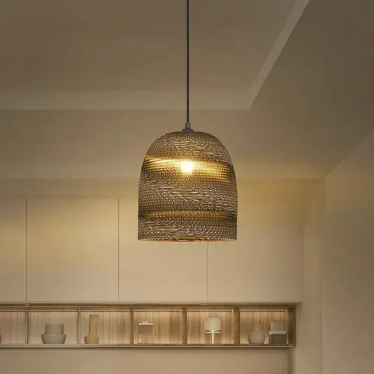 LEDVANCE függőlámpa Ball Bell, Ø 26 cm, barna, hullámkartonból készült Azonnali szállítás
