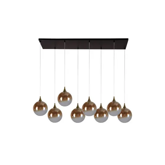 Prémium LED-es függőlámpa Alchemy, 8-fényű, fekete, borostyán, üveg