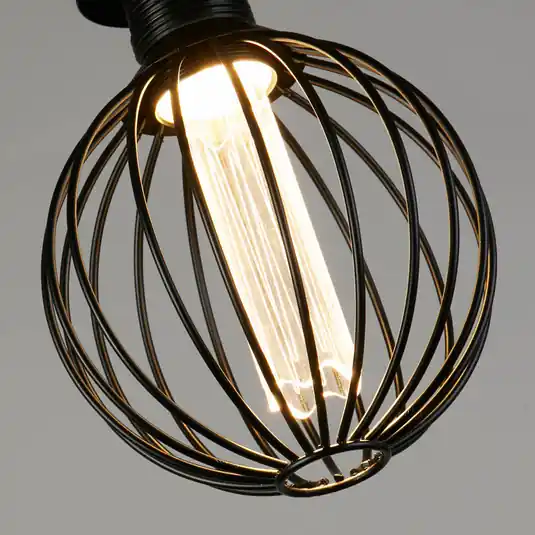 LED Deco izzó Globe E27 4,5W 2.700K fekete fém merevítők Gyors kiszállítás