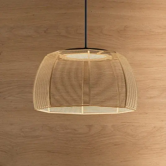Gyors szállítás Bover LED-es függesztett lámpa Tanit, Ø 43 cm, fekete/bézs, szövet
