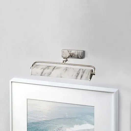 Winchfield fali lámpa, szélesség 45 cm, fehér márvány/nikkel Expressz kézbesítés
