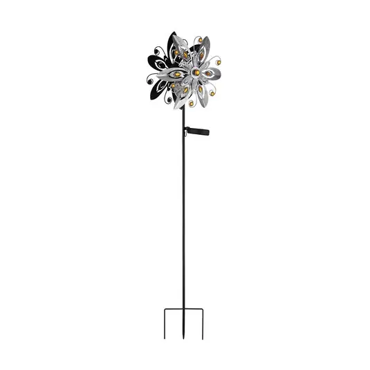 LED napelemes lámpa 36578S, földi tüske, ezüst/fekete, fém Vásárlói kedvenc