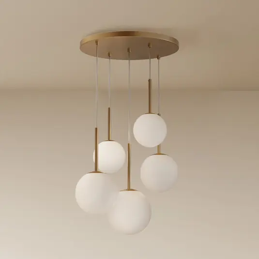 Csak ma Maytoni függőlámpa Basic forma, arany, Ø 58 cm 5 lámpás, üveg