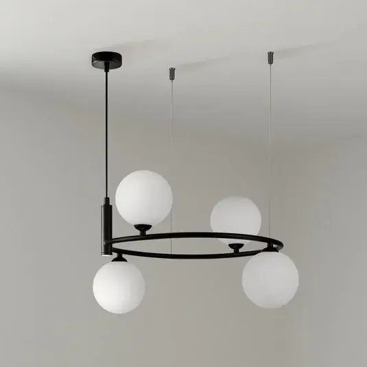 Maytoni függőlámpa Ring, fekete/fehér 4 lámpás üveg 44 x 39 cm Szuper akció