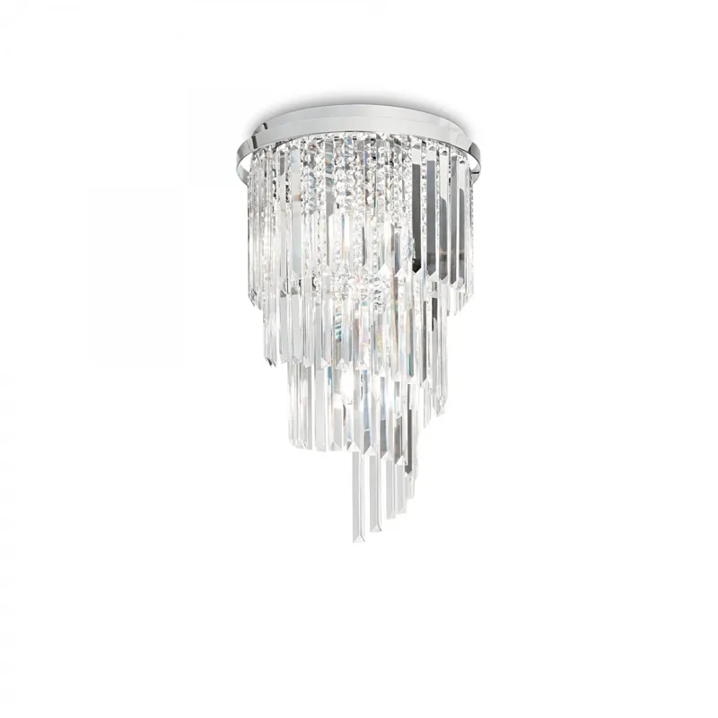 Ideal Lux 168920 mennyezetre szerelhető lámpa Carlton 8x40W E14 - króm, átlátszó Szuper akció