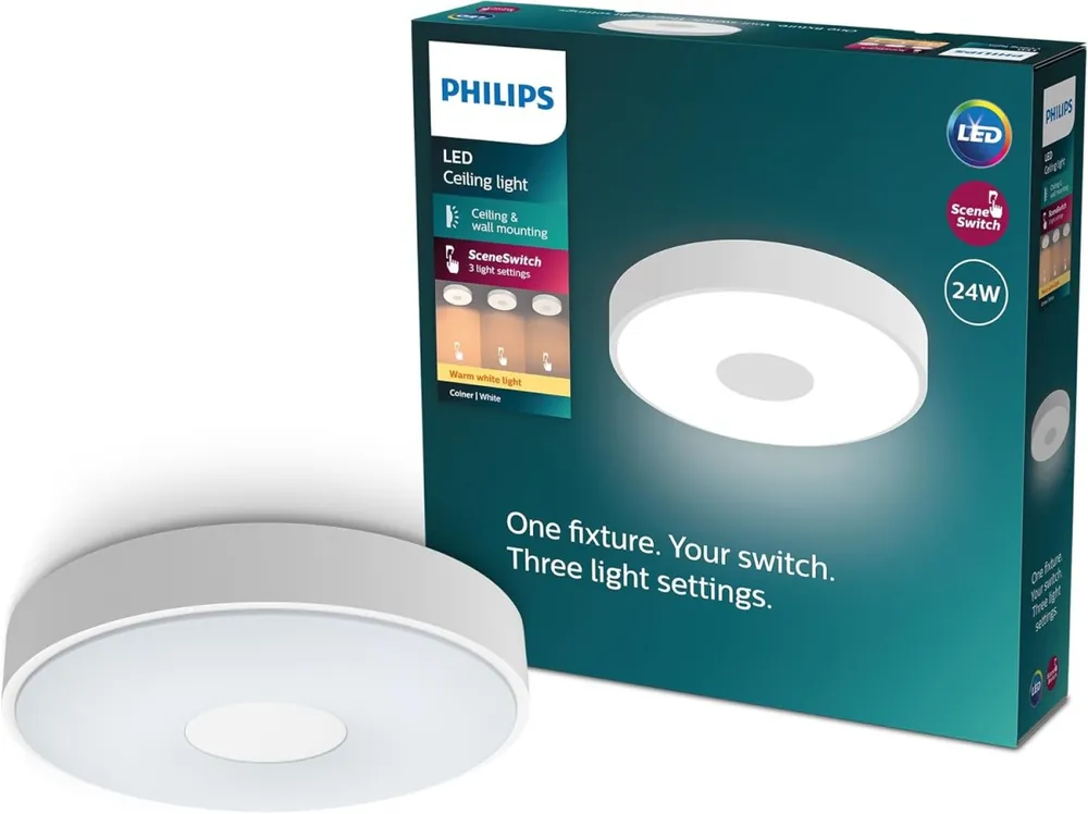 Ajánlat Philips 8720169301252 LED mennyezetre szerelhető lámpa Coiner 24W integrált LED forrás 2700lm 2700K